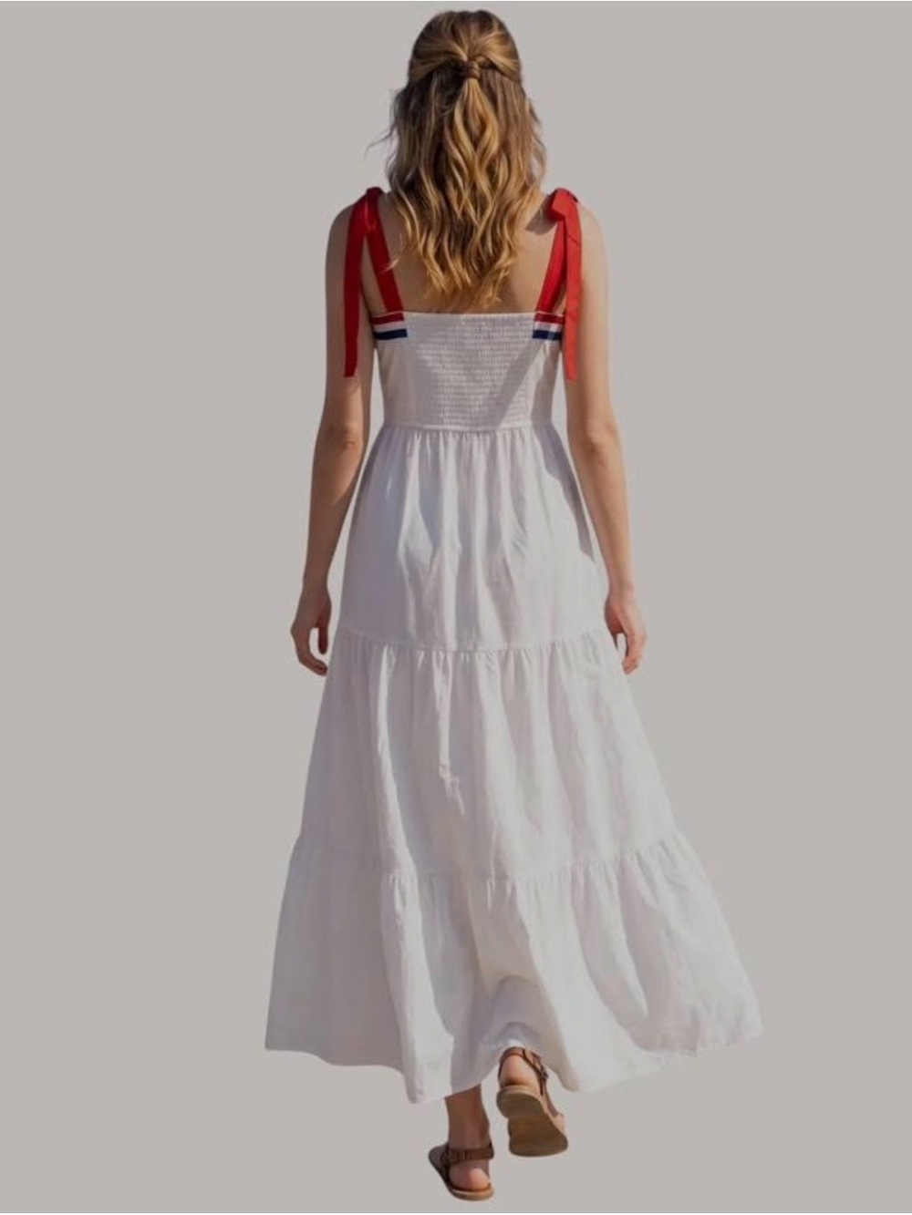 ♥️🤍💙🇺🇸 ADORABLE! Americana Cotton Midi Dress Red White Blue Midi 4th Tuckernuck - Picture 5 of 6